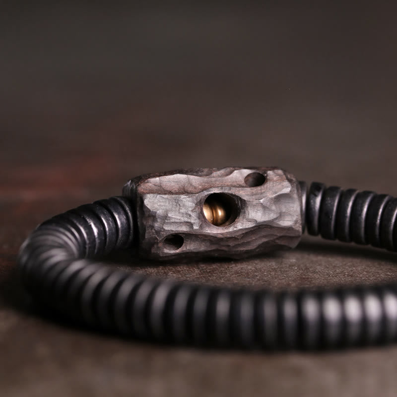 8 mm klassisches Ebenholz-Balance-Armband mit Löchern zur Erdung