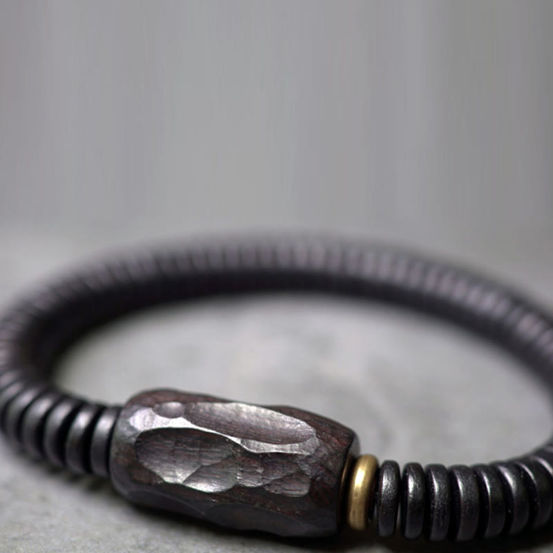 8 mm klassisches Ebenholz-Balance-Armband mit Löchern zur Erdung
