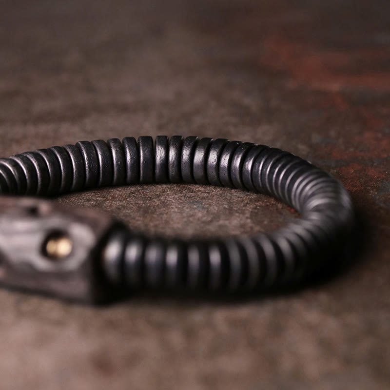 8 mm klassisches Ebenholz-Balance-Armband mit Löchern zur Erdung