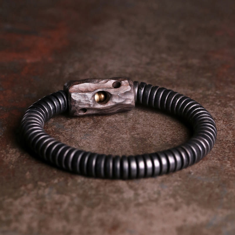 8 mm klassisches Ebenholz-Balance-Armband mit Löchern zur Erdung