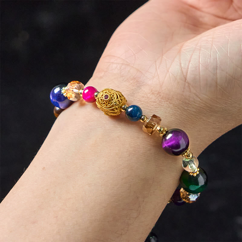 8 mm farbiges Tigerauge-Stein-Balance-Armband Unisex