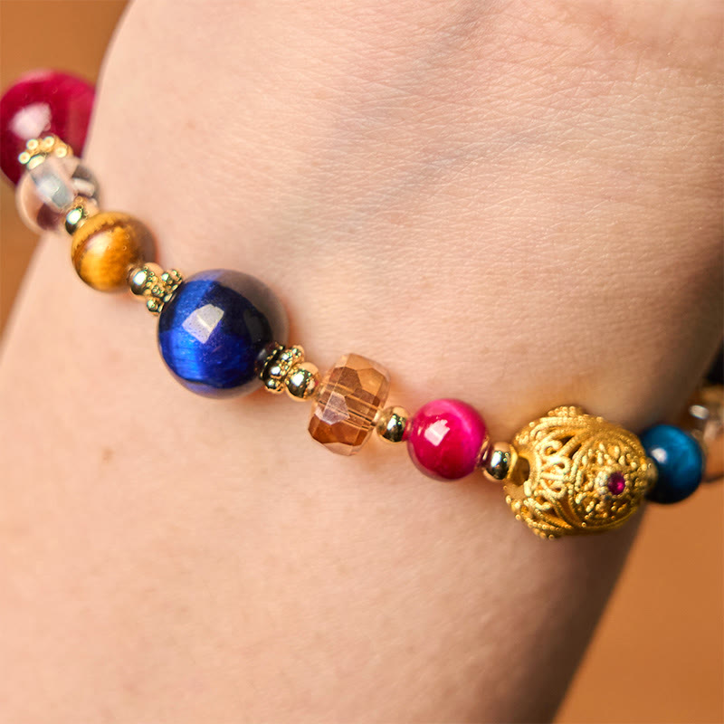 8 mm farbiges Tigerauge-Stein-Balance-Armband Unisex