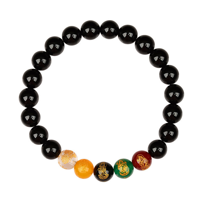 8 mm Fünf-Elemente-Achat-Glücksarmband für spirituelles Gleichgewicht