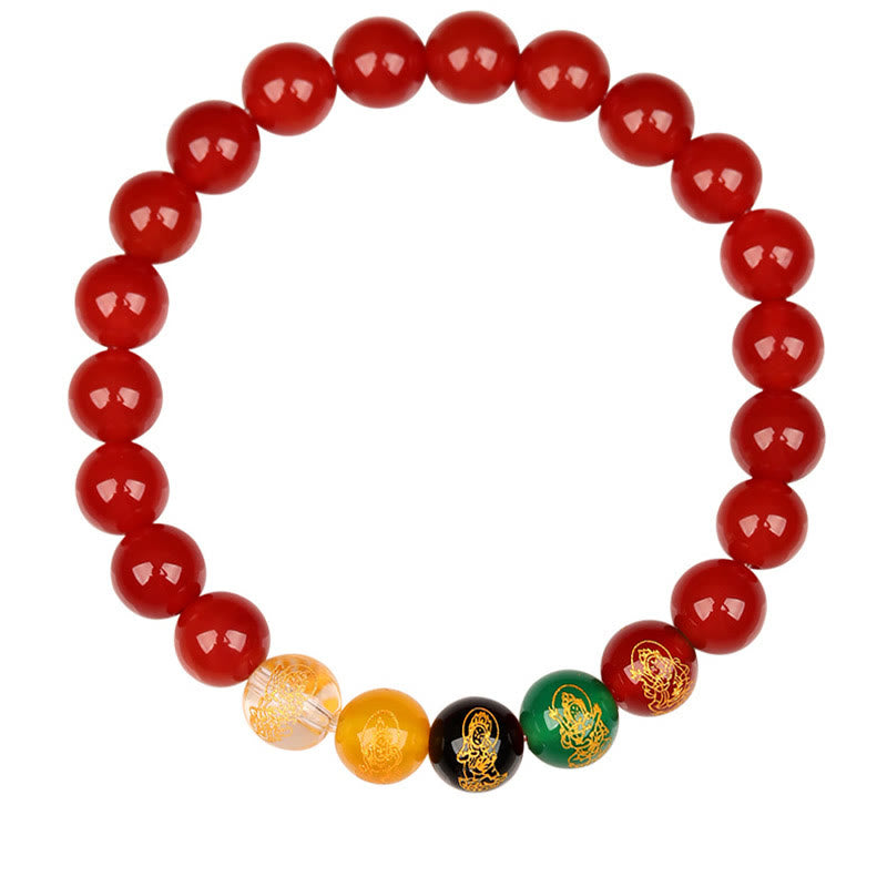 8 mm Fünf-Elemente-Achat-Glücksarmband für spirituelles Gleichgewicht