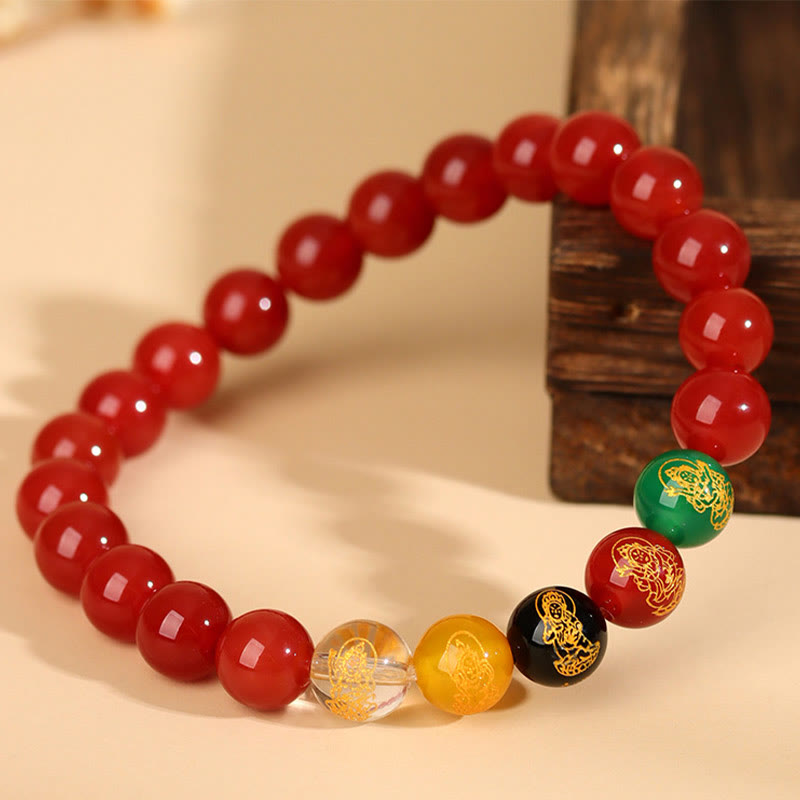 8 mm Fünf-Elemente-Achat-Glücksarmband für spirituelles Gleichgewicht