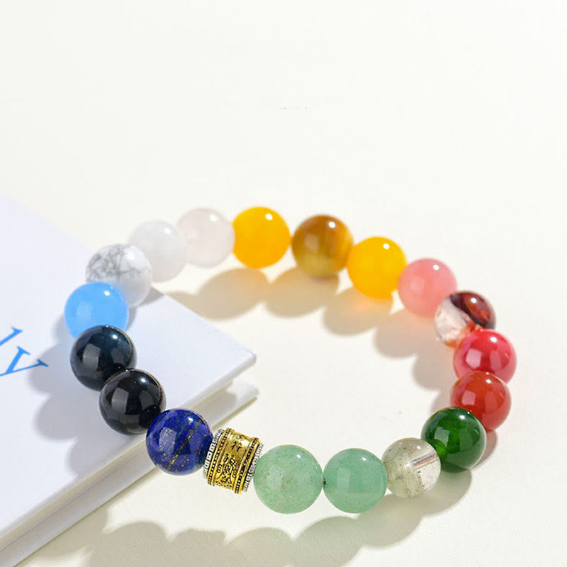 8 mm Fünf-Elemente-Glücksarmband mit verschiedenen Achat- und Obsidianperlen