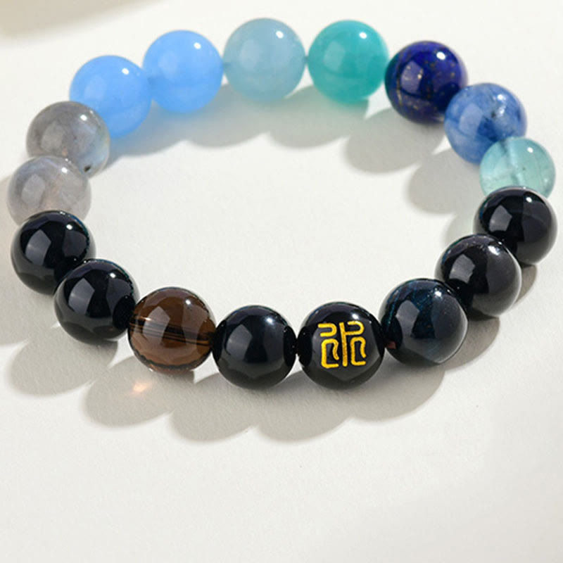 8 mm Fünf-Elemente-Armband aus gelbem Achat für Gleichgewicht und Wohlstand