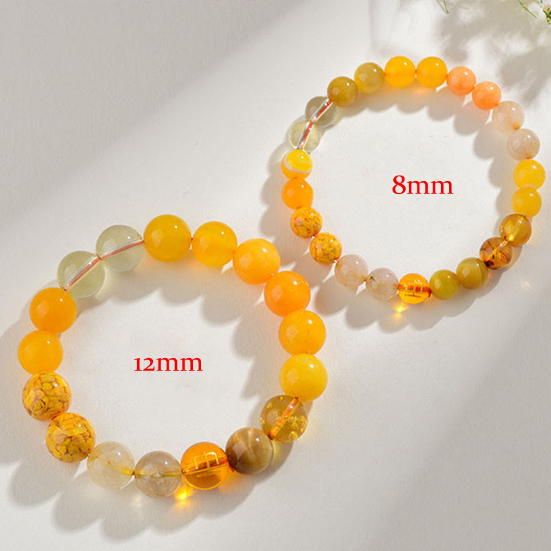 8 mm Fünf-Elemente-Armband aus gelbem Achat für Gleichgewicht und Wohlstand