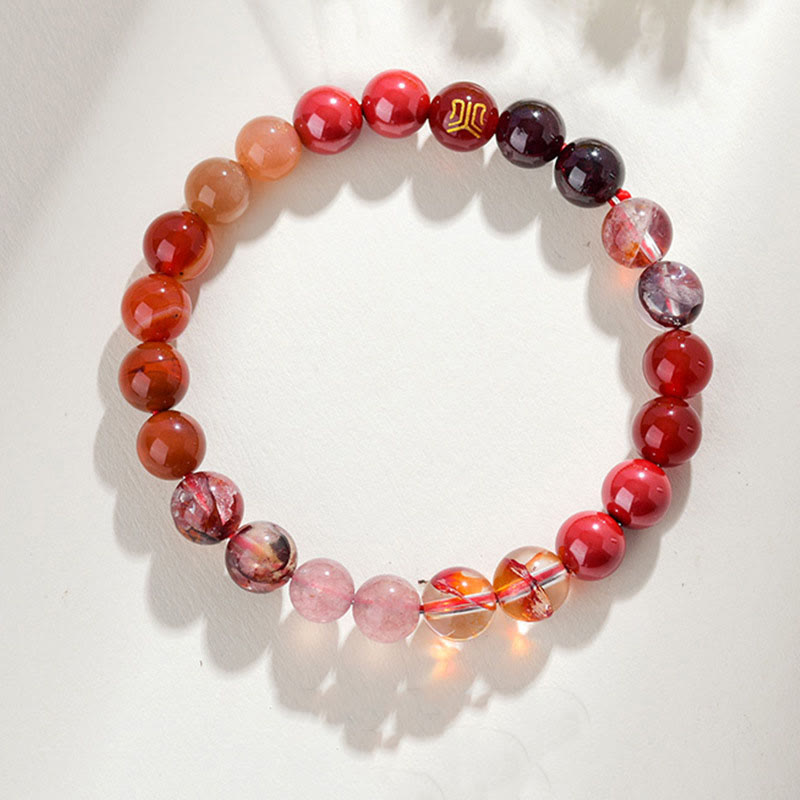 8 mm Fünf-Elemente-Armband aus gelbem Achat für Gleichgewicht und Wohlstand