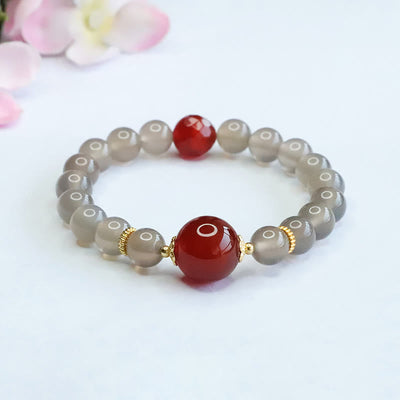 8 mm graues Chalcedon-Harmonie-Spirituelles Armband