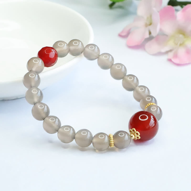 8 mm graues Chalcedon-Harmonie-Spirituelles Armband