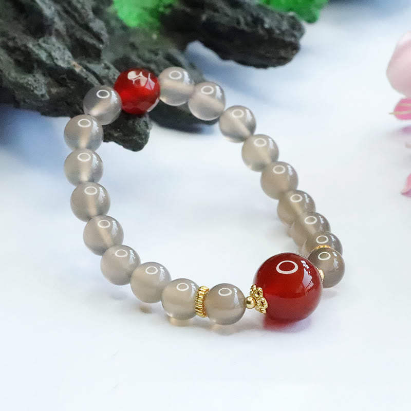 8 mm graues Chalcedon-Harmonie-Spirituelles Armband