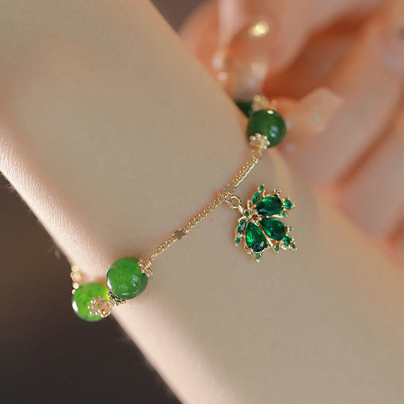 8 mm grünes Chalcedon-Armband „Mut und Stärke“