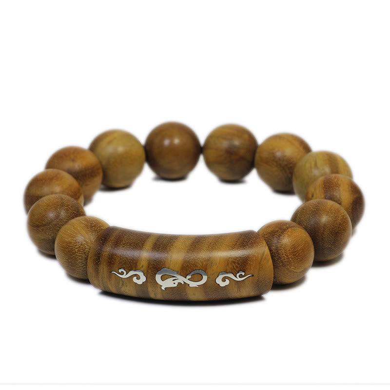 8 mm grünes Sandelholz-Armband „Om Mani Padme Hum Peace“