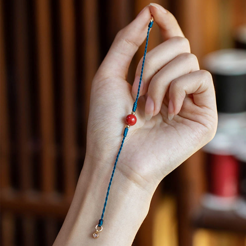 8 mm handgefertigtes Zinnober-Segensarmband für Vitalität und Schutz