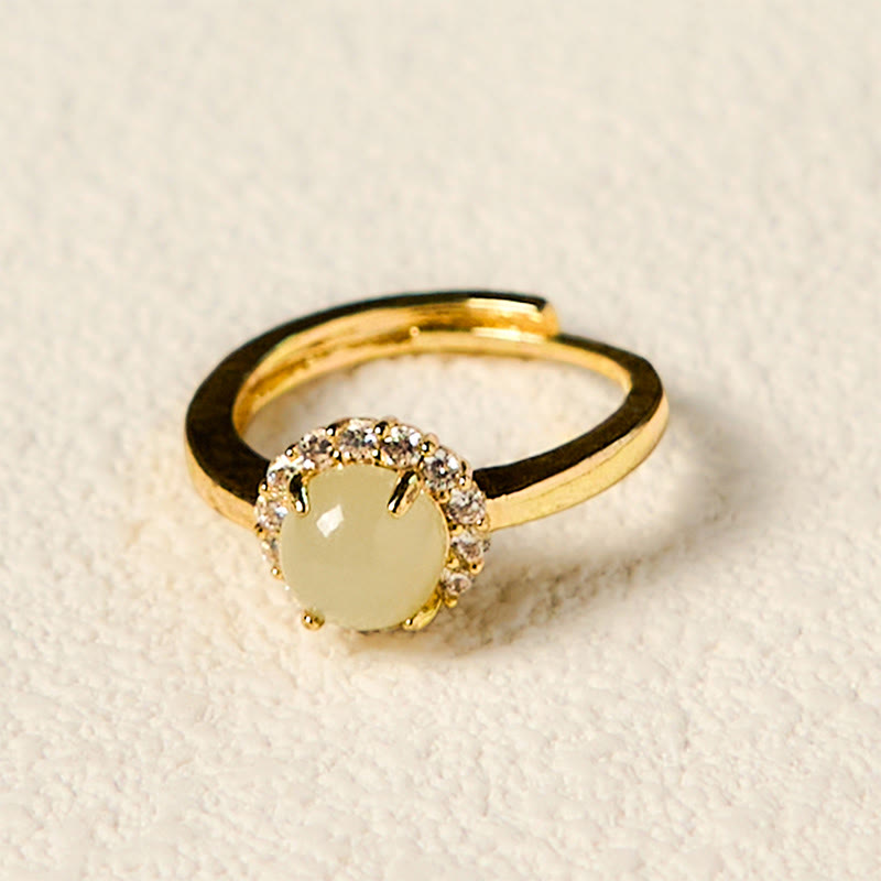 8 mm offener Ring aus Hetian-Jade-Kupfer für Glück und Wohlstand