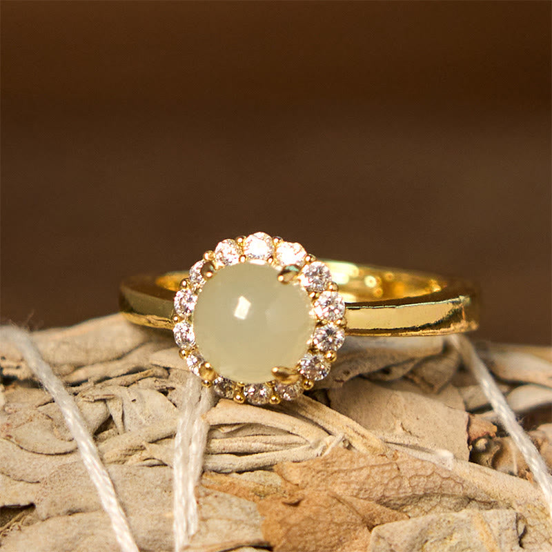 8 mm offener Ring aus Hetian-Jade-Kupfer für Glück und Wohlstand