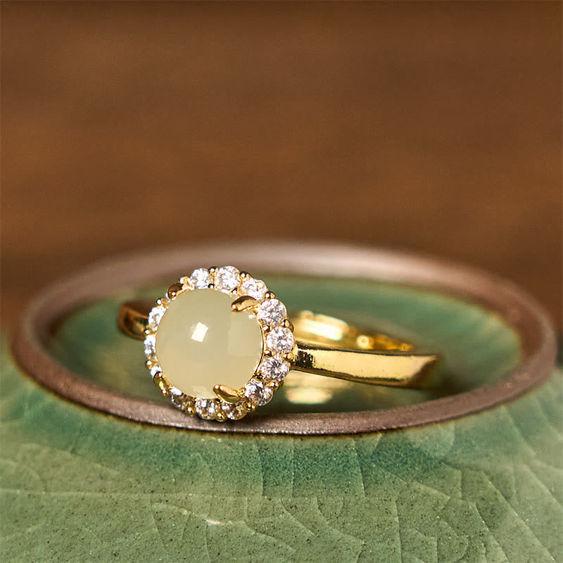 8 mm offener Ring aus Hetian-Jade-Kupfer für Glück und Wohlstand