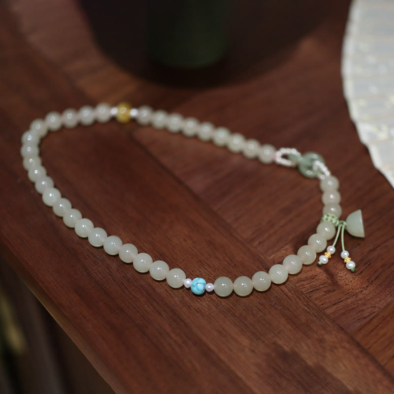 8 mm Hetian Jade Lotus Armband Doppelwicklung für Fülle