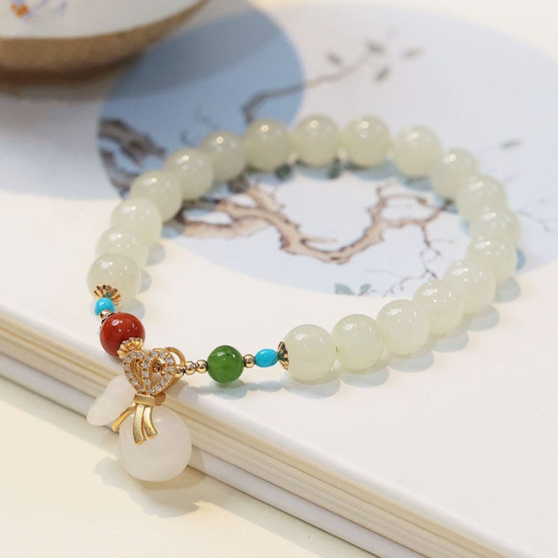 8 mm großes Segensarmband aus Hetian-Weißjade zum Schutz