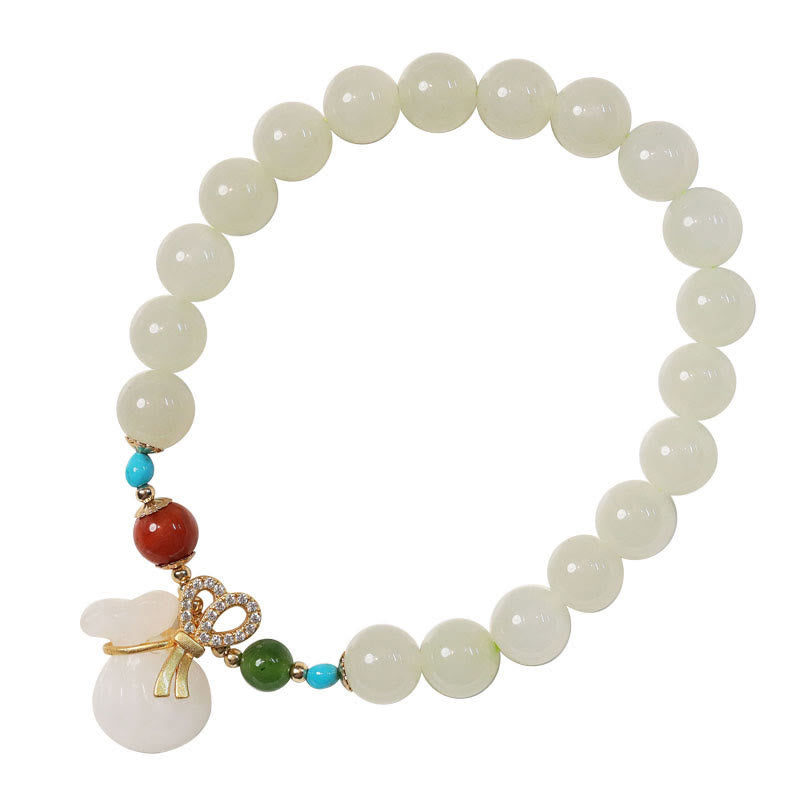 8 mm großes Segensarmband aus Hetian-Weißjade zum Schutz