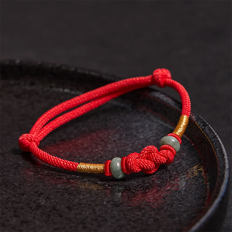 8mm Jade Glücksknoten Rote Schnur Armband