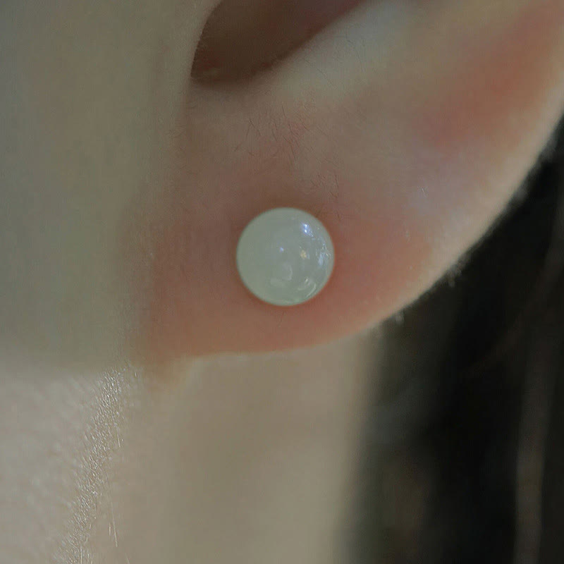 8 mm Jade-Ohrstecker für Wohlstand und Überfluss