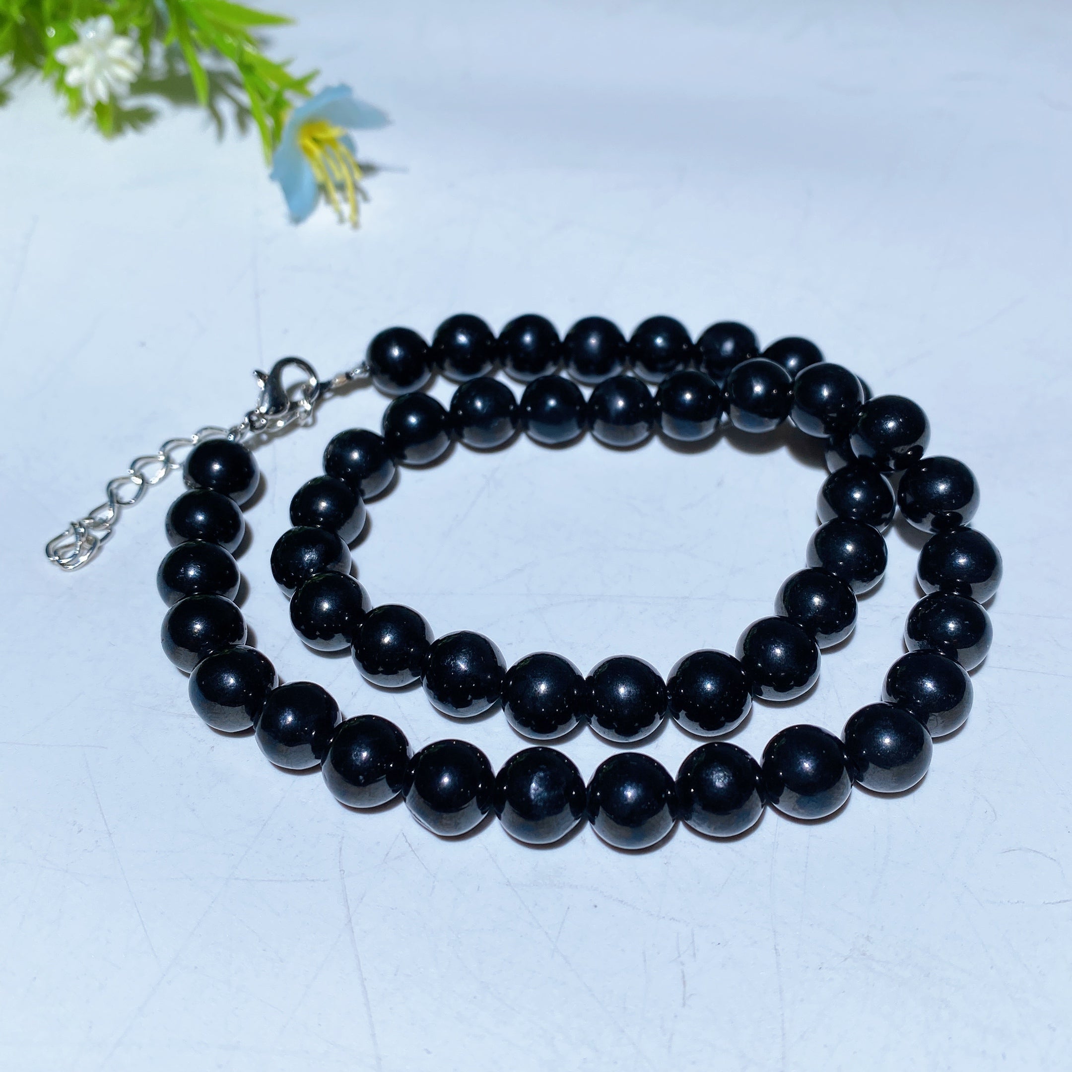 8mm Jet Beads Crystal Healing Necklace 35cm or 45cm