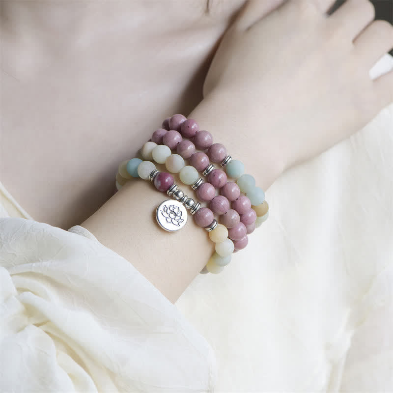 8 mm Lotus-Armband mit Lazurite und Picasso-Jaspis für Balance