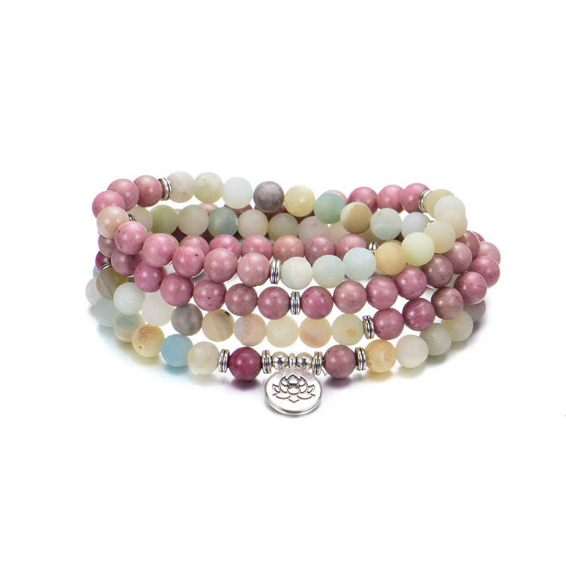 8 mm Lotus-Armband mit Lazurite und Picasso-Jaspis für Balance