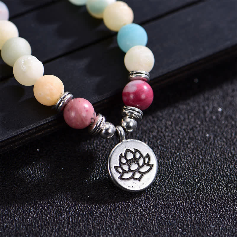 8 mm Lotus-Armband mit Lazurite und Picasso-Jaspis für Balance