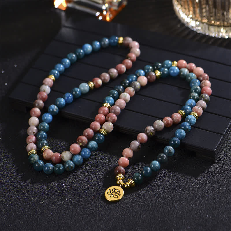 8 mm Lotus-Armband mit Lazurite und Picasso-Jaspis für Balance