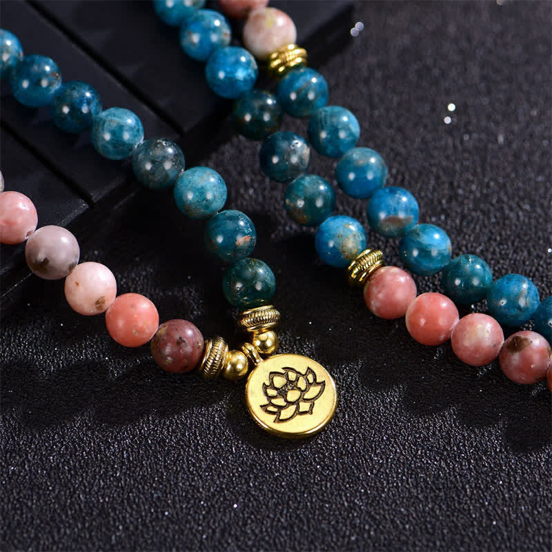 8 mm Lotus-Armband mit Lazurite und Picasso-Jaspis für Balance