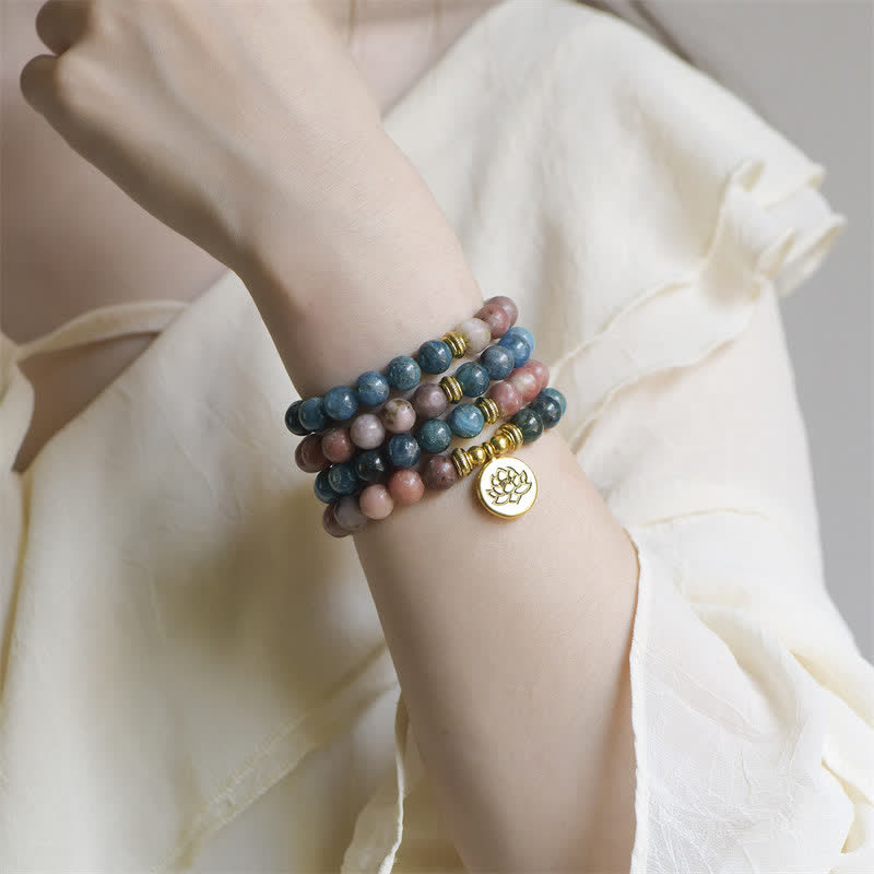 8 mm Lotus-Armband mit Lazurite und Picasso-Jaspis für Balance