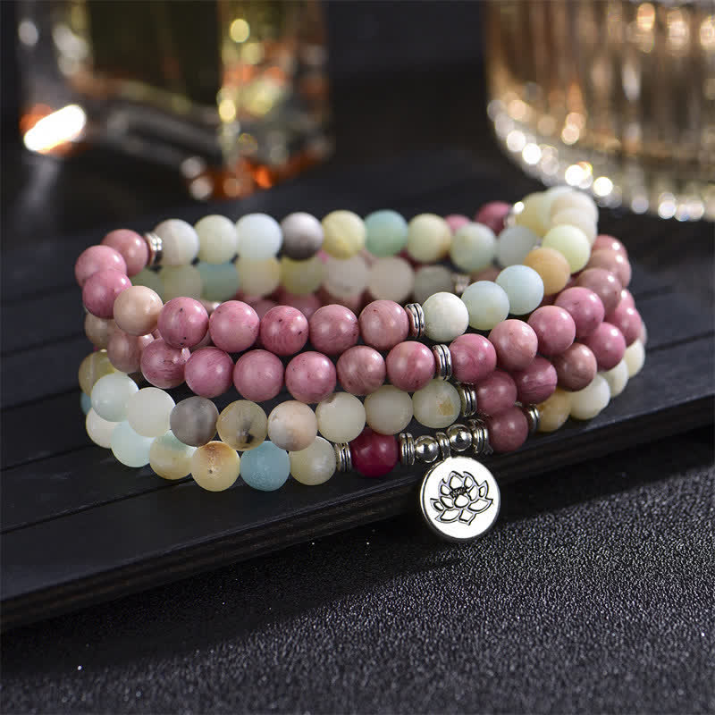 8 mm Lotus-Armband mit Lazurite und Picasso-Jaspis für Balance