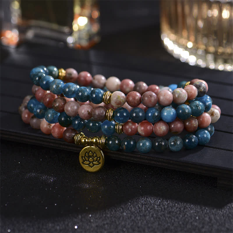 8 mm Lotus-Armband mit Lazurite und Picasso-Jaspis für Balance