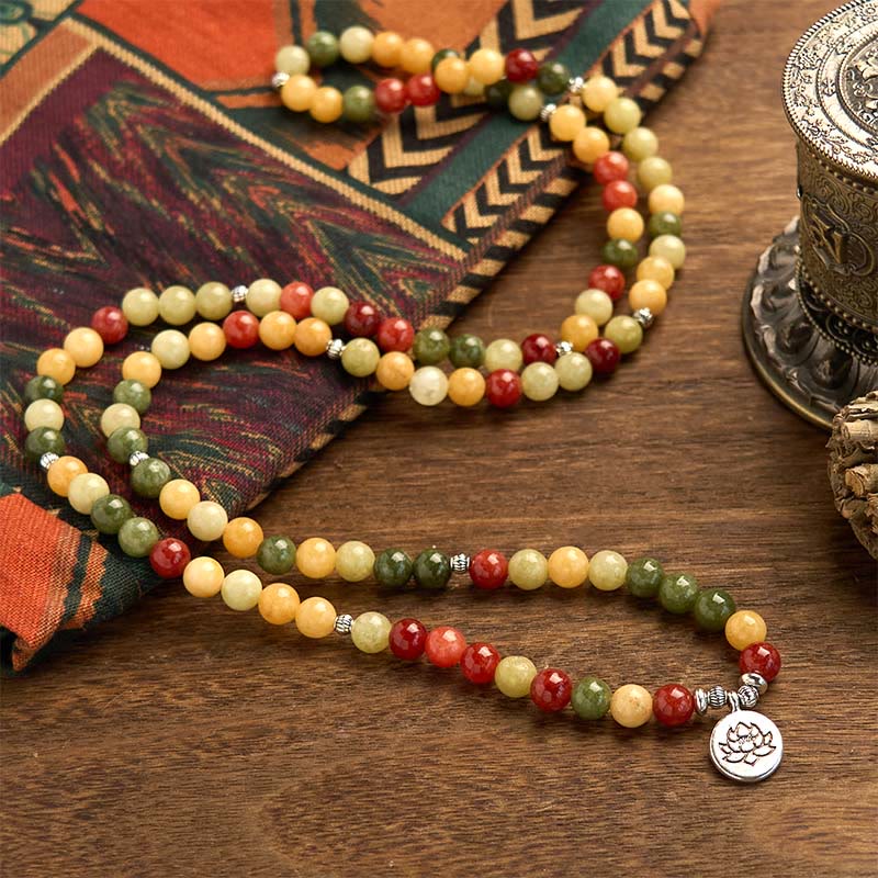 8 mm Lotus-Schutzarmband mit Topas- und Jaspisperlen