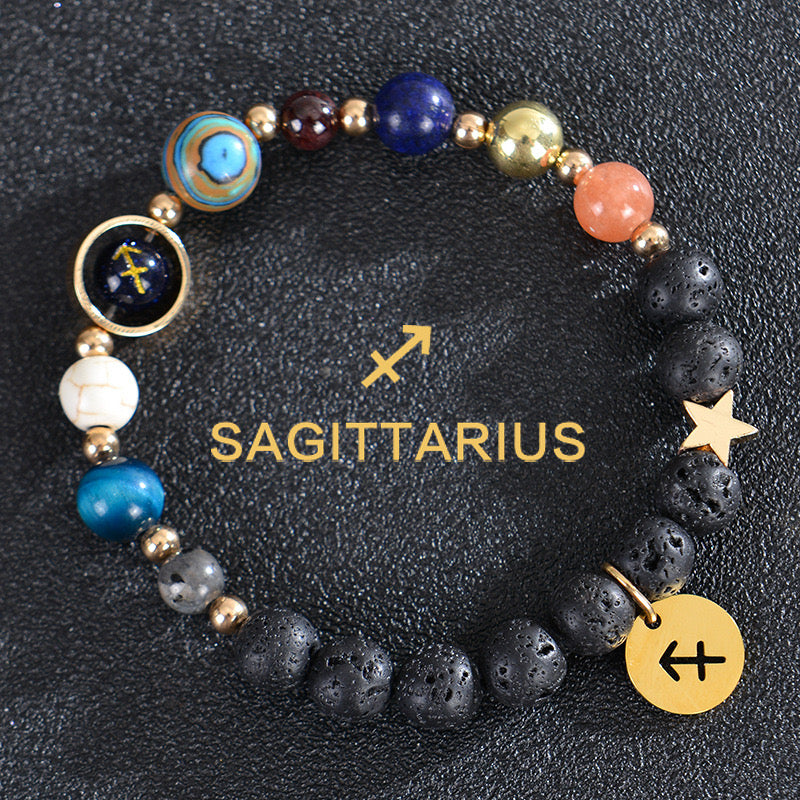 8mm Mixed Crystal Spiritual Protection Bracelet with Zodiac Charms