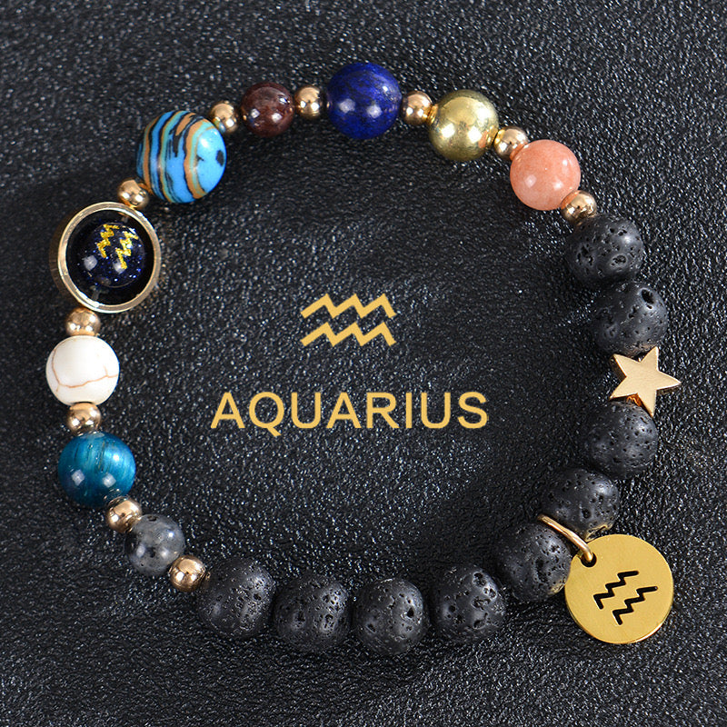 8mm Mixed Crystal Spiritual Protection Bracelet with Zodiac Charms