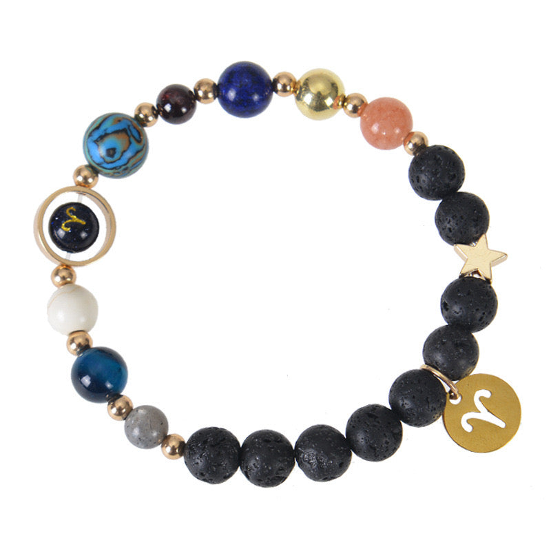 8mm Mixed Crystal Spiritual Protection Bracelet with Zodiac Charms