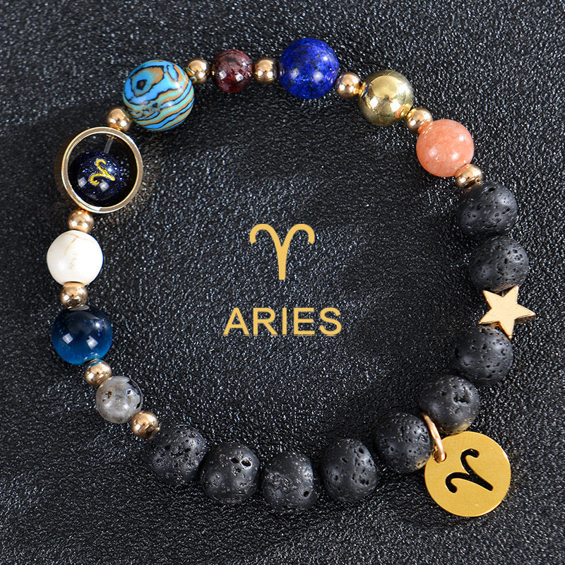 8mm Mixed Crystal Spiritual Protection Bracelet with Zodiac Charms