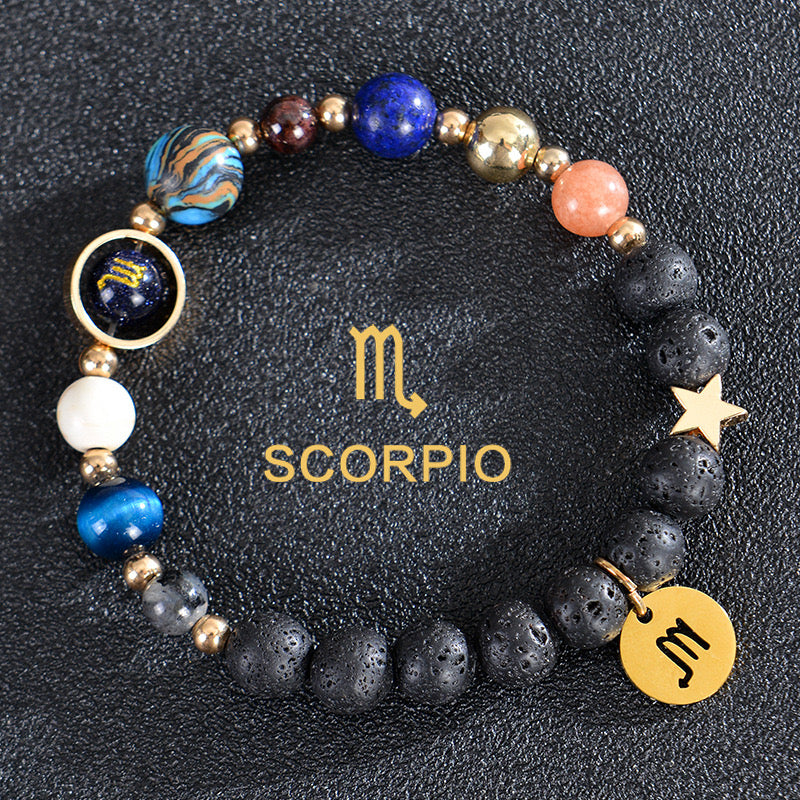 8mm Mixed Crystal Spiritual Protection Bracelet with Zodiac Charms