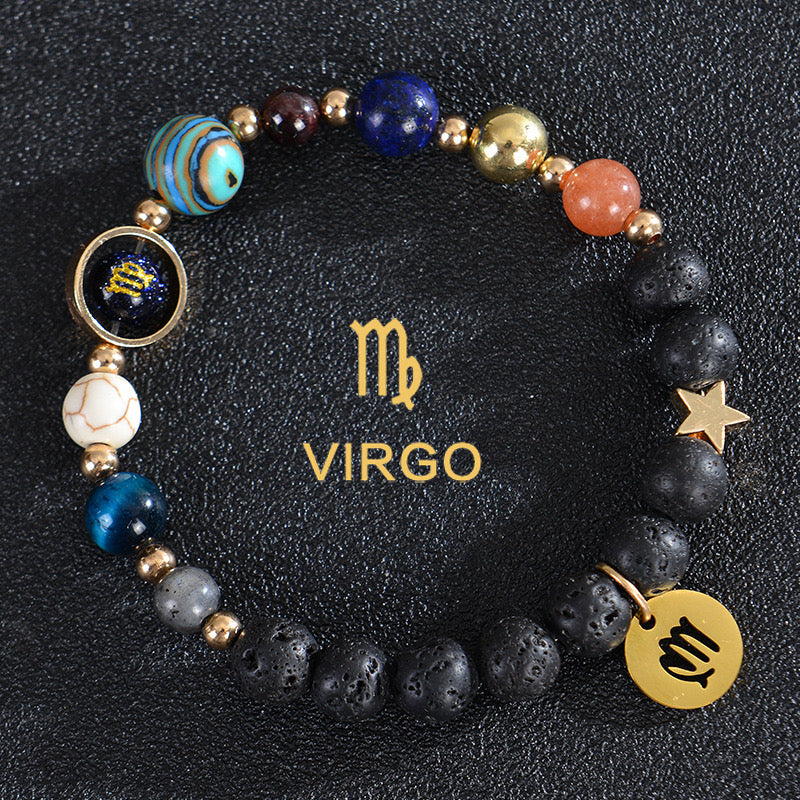 8mm Mixed Crystal Spiritual Protection Bracelet with Zodiac Charms