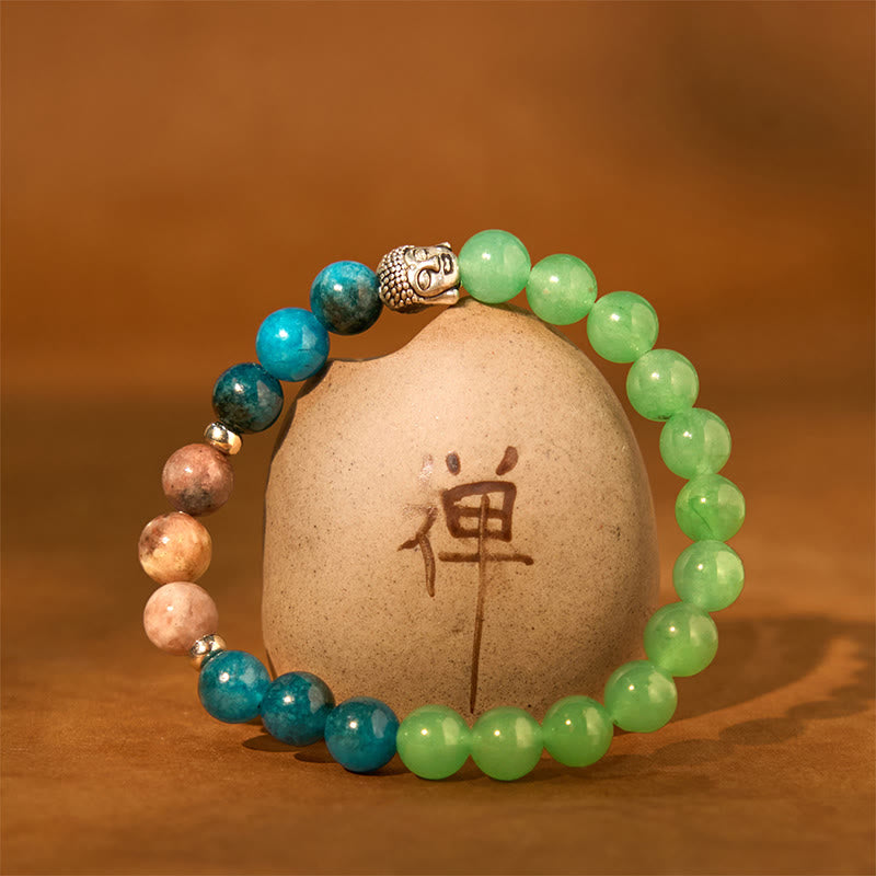 8 mm großes Buddha-Armband mit gemischten Edelsteinen für Schutz und Gleichgewicht