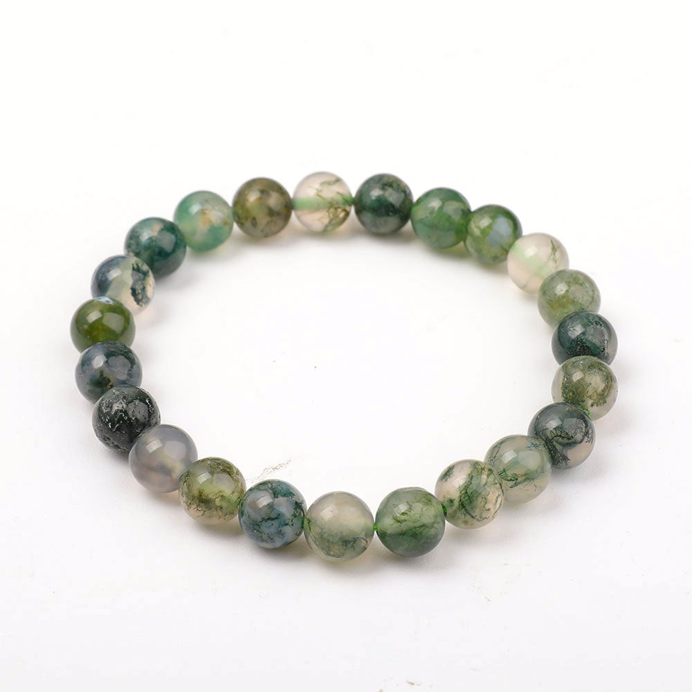 8mm Moss Agate Bracelet for Healing and Balance