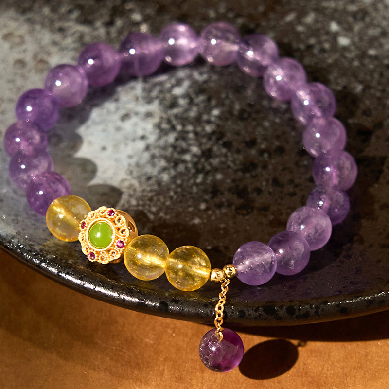 8 mm natürliches Amethyst-Meditations-Balance-Armband für inneren Frieden