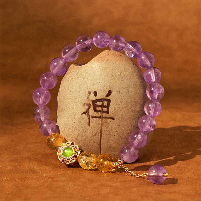 8 mm natürliches Amethyst-Meditations-Balance-Armband für inneren Frieden