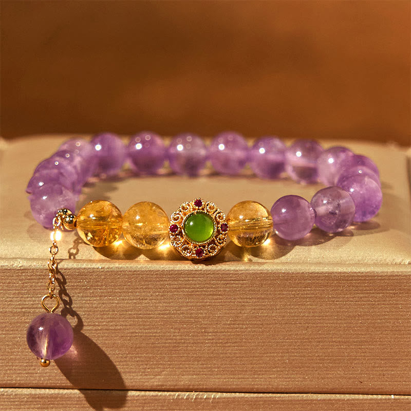 8 mm natürliches Amethyst-Meditations-Balance-Armband für inneren Frieden