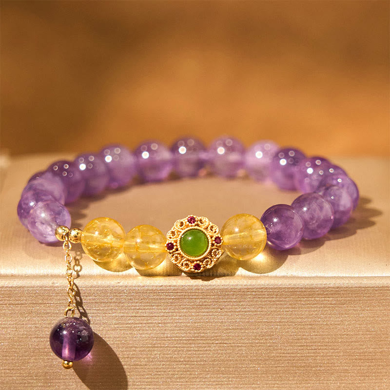 8 mm natürliches Amethyst-Meditations-Balance-Armband für inneren Frieden