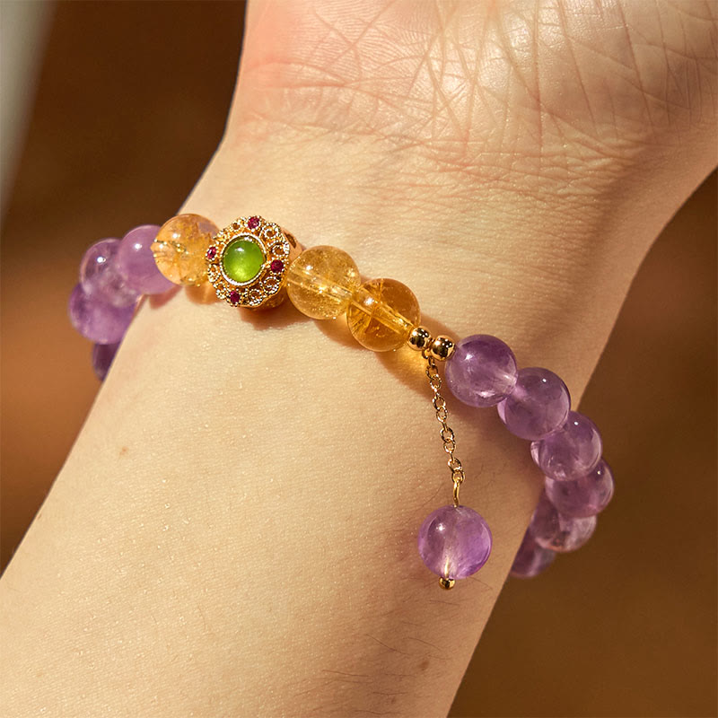 8 mm natürliches Amethyst-Meditations-Balance-Armband für inneren Frieden